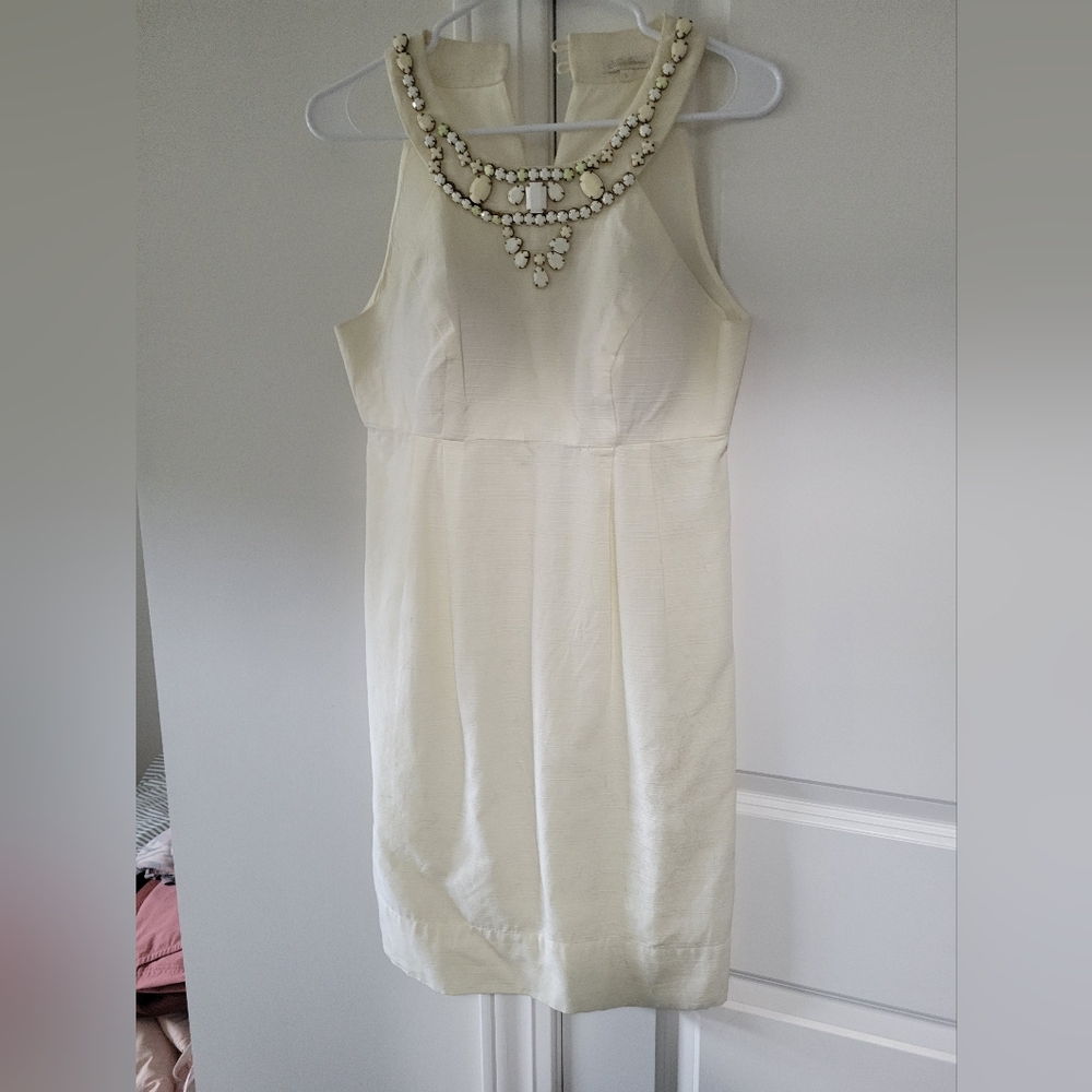 Shoshanna Cream Embellished Halter Mini Dress Size 6